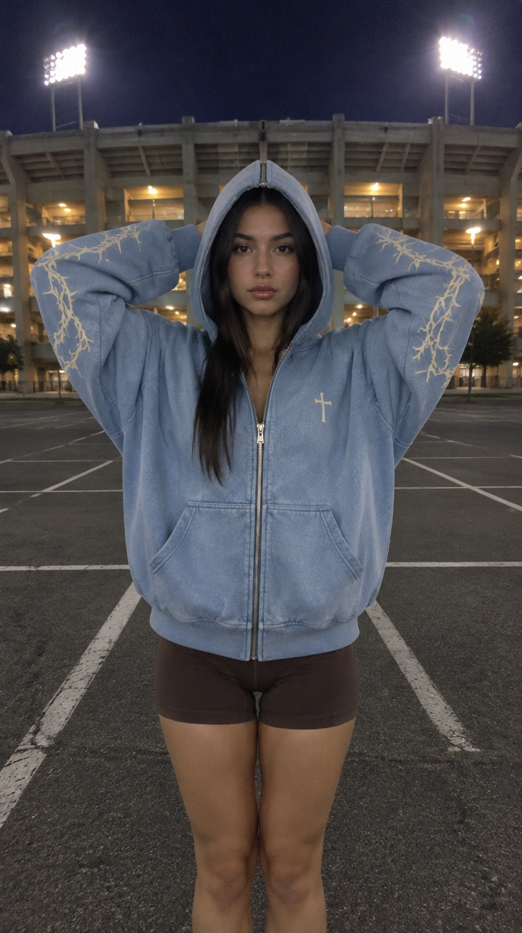 Washed baby blue, front