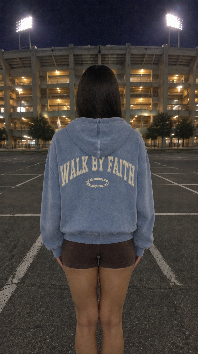 WALK BY FAITH back print, baby blue
